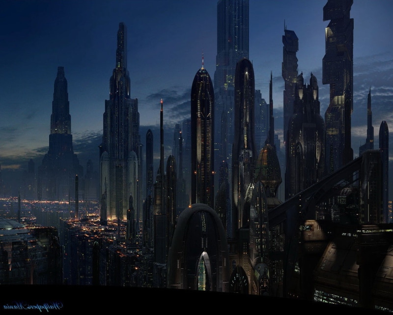 cityscape, skyscraper, travel destinations, nature, tourism, night, building exterior, Coruscant, belief, architectural column, spirituality, no people