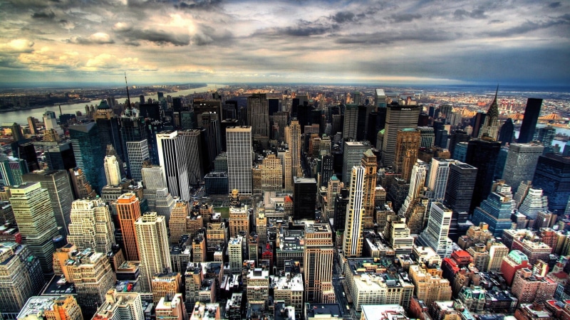cloud - Sky, river, downtown District, midtown, tall - High, office building exterior, landscape, city, crowd, hudson River, urban Skyline, midtown Manhattan