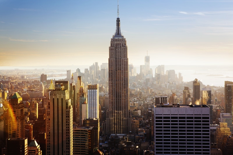 tall - High, rockefeller Center, famous Place, dusk, night, lower Manhattan, new York State, cityscape, the Americas, aerial View, landscape, illuminated
