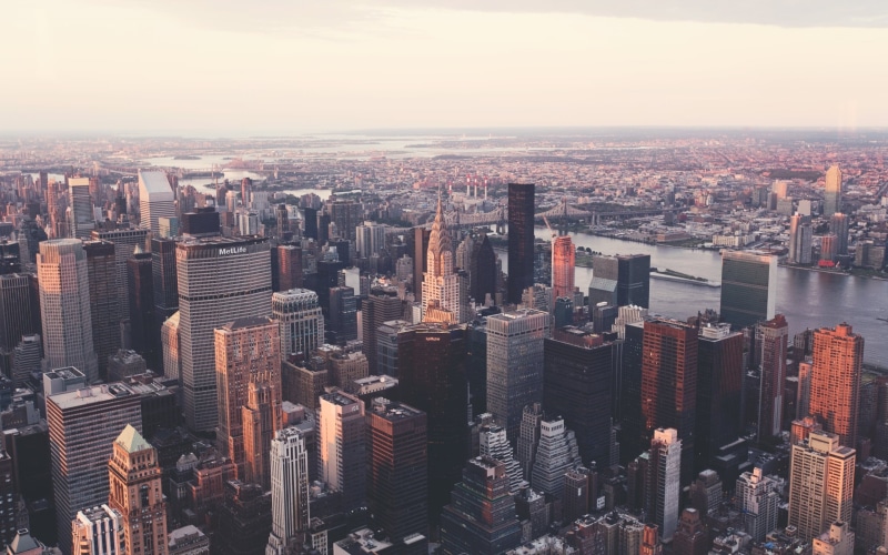 residential district, financial District, sunset, no People, building, spire, outdoors, travel, city, day, state, york, midtown Manhattan, river, empire State Building