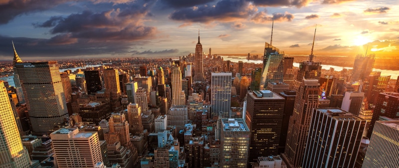 tower, clouds, 2K, building, city lights, Manhattan, skyline, New York City, crowd, concrete, travel destinations, sky, building exterior, high angle view