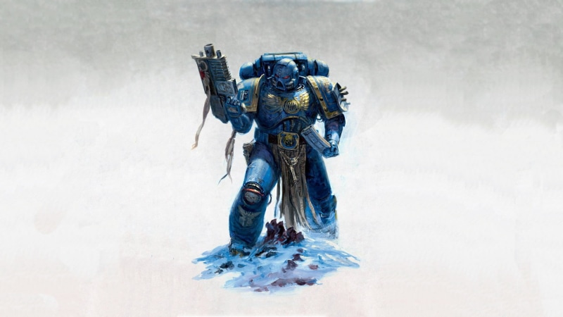 military, full length, digital art, men, blue, adult, holding, Ultramarines, one person, males, day, weapon, nature, gray, aggression, headwear