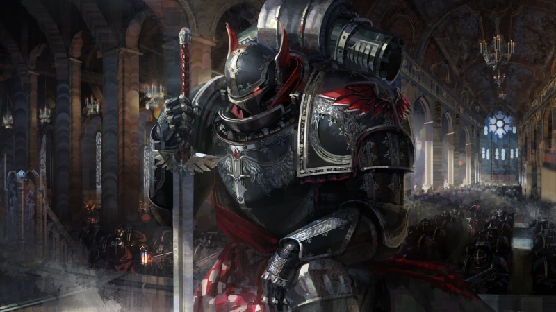 artwork, power armor, 1080P, fantasy art, Space Marine, Warhammer 40,000, sword