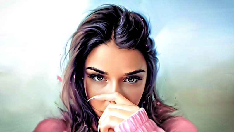 science fiction, closeup, realistic, fantasy art, concept art, long hair, 4K, fantasy girl, digital art, face, white background, people, looking at viewer