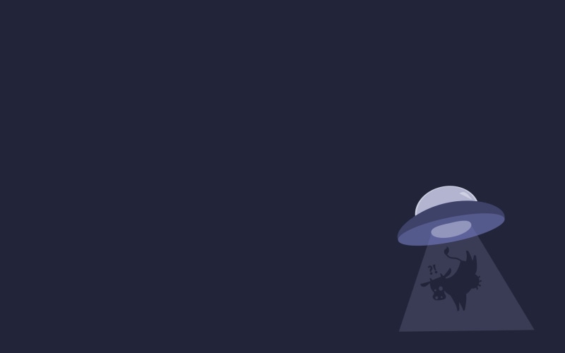 ufo, alien, 2K, abduction, gentoo, minimalistic, cows