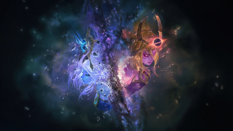4K, Riot Games, space, dark, Lux (League of Legends), Cosmic Break, League of Legends, stars, Lux (Animal), galaxy