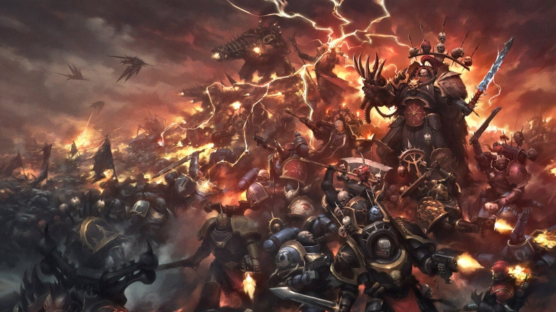 Black Legion, Vigilus, ultramarines, Abaddon the Despoiler, Warhammer 40 000, Imperium Nihilus: Vigilus Ablaze, chaos space marines, artwork, 1080P, Jaime