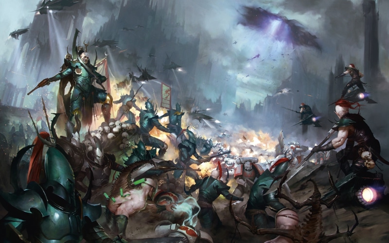 battle, Warhammer 40 000, White Scars, space marines, Dark Eldar, 1080P, Drukhari