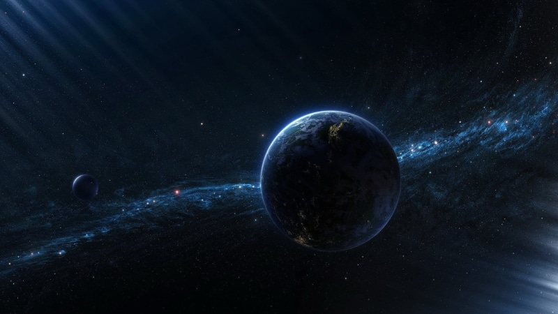 outdoors, no people, night, black, sphere, moon, star, sky, blue, space, eclipse, star - space, astronomy, stars, black color, star field, planet, digital art