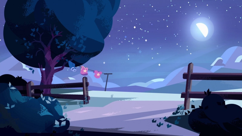 real people, wooden, outdoors, Steven Universe, illustration, moon, illuminated, beauty in nature, TV Show, winter, fence, cold temperature, snowcapped mountain