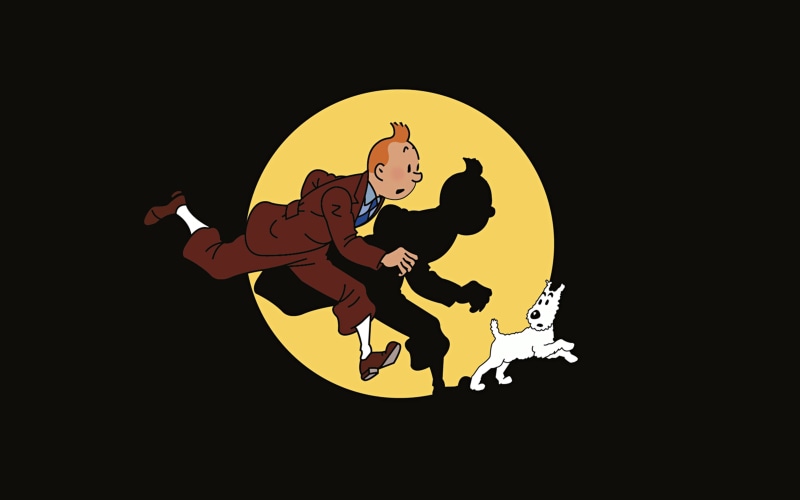 mammal, cute, tintin, black background, circle, full length, dark, fun, no people, indoors, illustration, performance, representation, yellow, music, nature