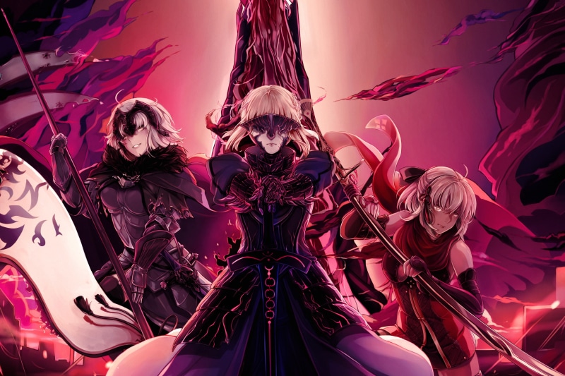 Artoria Pendragon, lance, Fate/Grand Order, Jeanne (Alter) (Fate/Grand Order), Jeanne darc alter, Avenger (Fate/Grand Order), flag, katana, video game girls