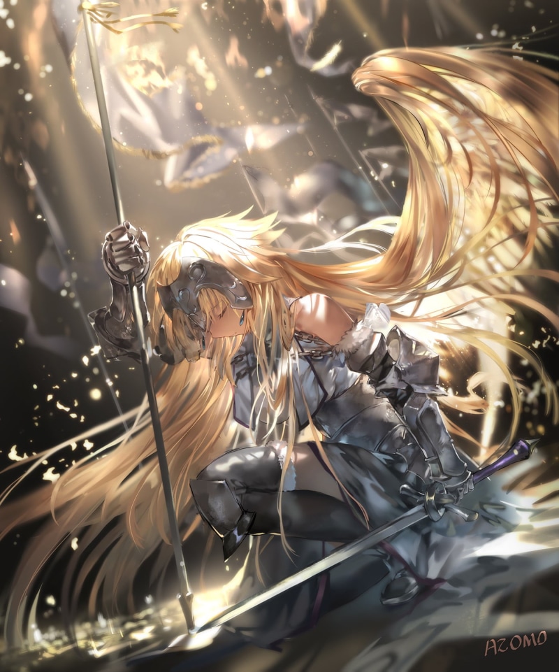 silver colored, headdress, day, azomo, blonde, wings, animal themes, no people, lighting equipment, Ruler (Fate/Apocrypha), animal wildlife, Fate/Grand Order