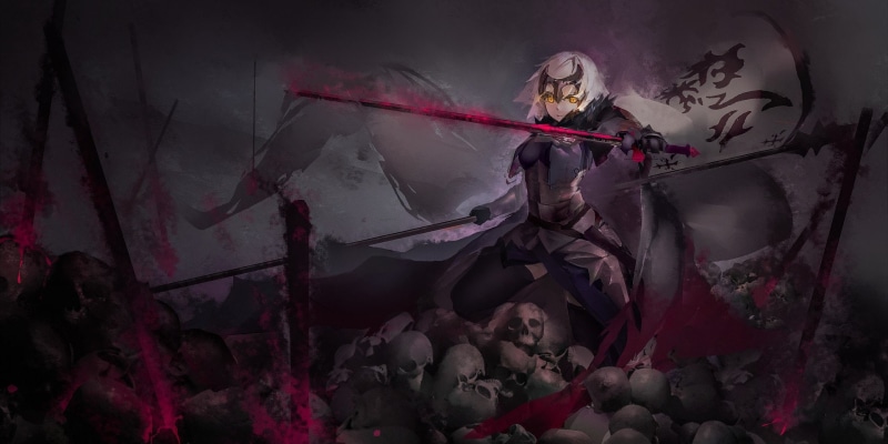 Jeanne dArc Alter, Woman Warrior, Yellow Eyes, Short Hair, Lance, White Hair, Fate Series, Sword, Fate/Grand Order, 1080P, Jeanne dArc (Fate Series), Fate (Series)