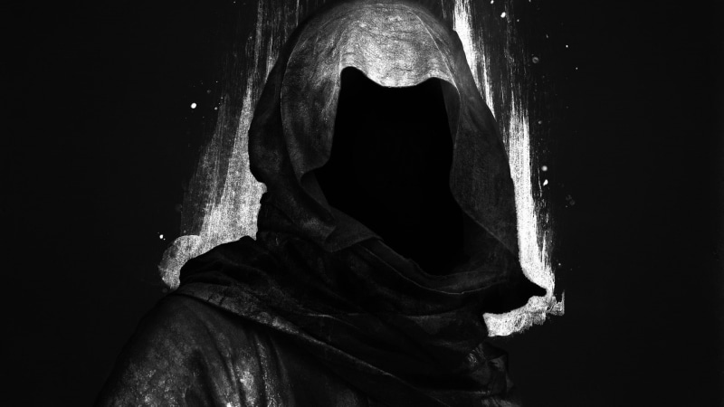 dark, hoods, faceless, digital art, black background, 1080P, Grim Reaper