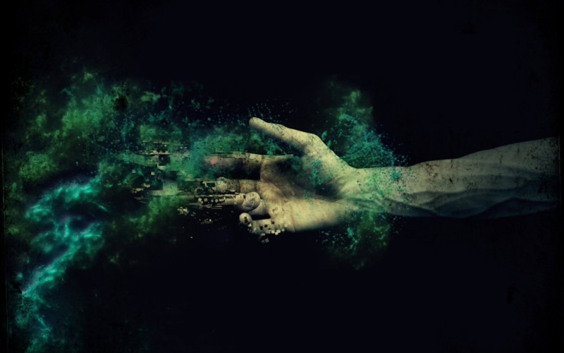 fantasy art, hand, body part, effort, illustration, motion, studio shot, one person, green color, surreal, photography, finger, close-up, veins, digital art