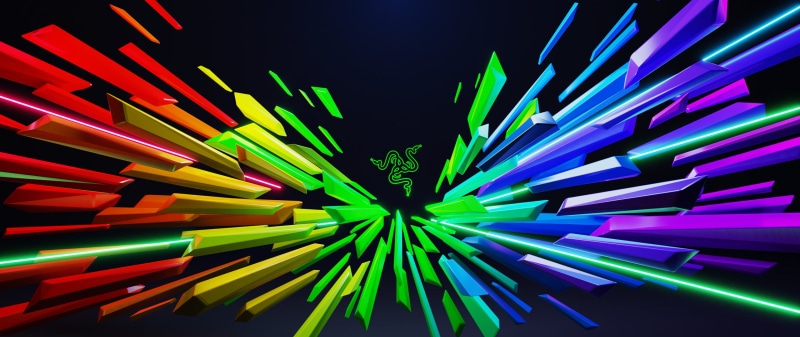 wide screen, Razer, multi colored, logo, 2K