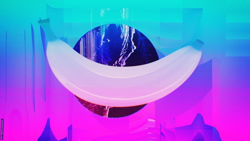 vaporwave, transparent, shape, precious gem, colored background, water, studio shot, webpunk, drinking glass, purple, reflection, blue, close-up, 1080P