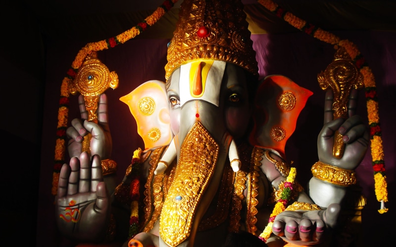 statue, representation, sculpture, lord, place of worship, male likeness, Lord Ganesha, spirituality, ganesha, architecture, gilded, craft, building, figurine
