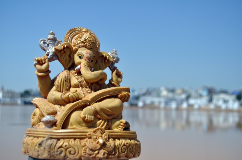 nature, Ganesh Chaturthi, built structure, craft, architecture, no people, representation, art and craft, gold colored, utsav, statue, human representation