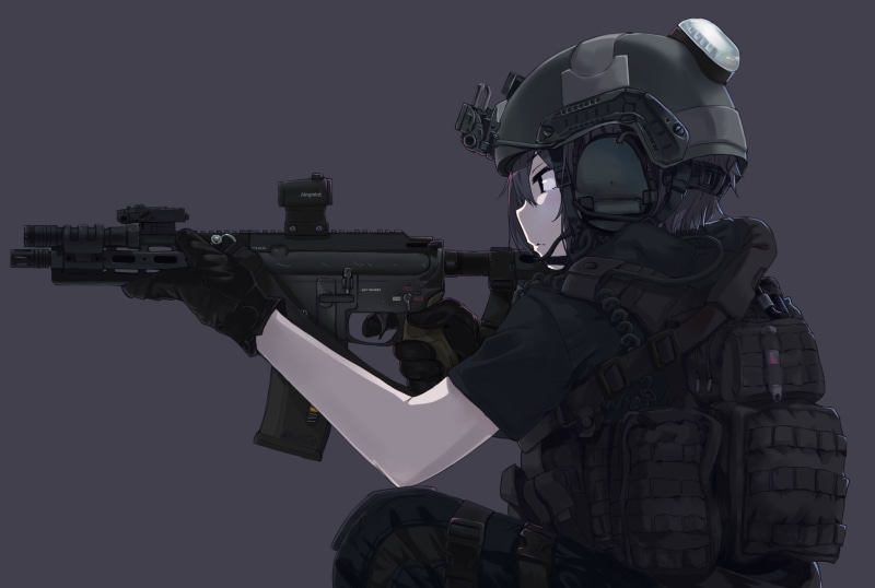 representation, armed forces, aggression, black hair, protection, army, Aimpoint, weapon, armor, 2K, human representation, gun, gloves, military, HK 416