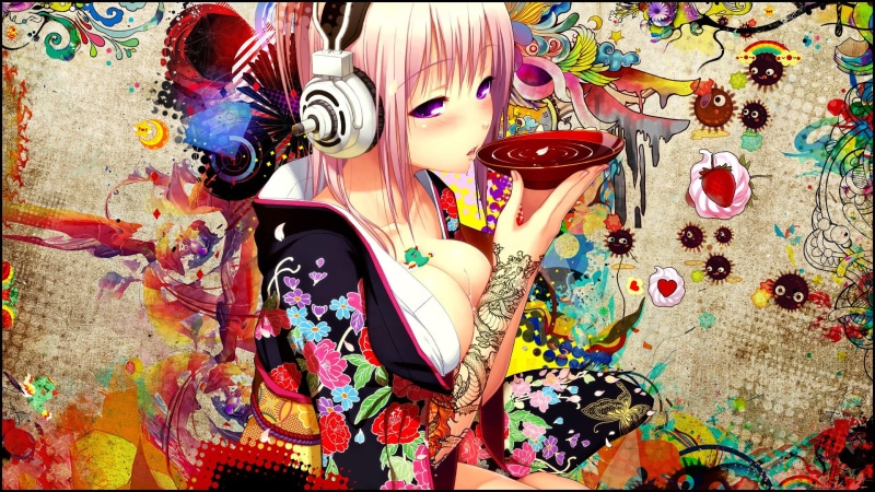 headphones, anime girls, japanese, anime, hair, japanese girl, colorful, girls, girl, 1080P, short, short hair