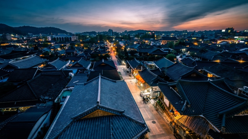 house, South Korea, skyscraper, crowded, outdoors, illuminated, cityscape, building exterior, settlement, built structure, rooftops, sky, dusk, cloud - sky
