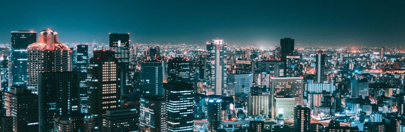 city lights, dusk, building exterior, financial district, skyline, architecture, rooftop, neon lights, japan, built structure, tokyo, nighttime, modern