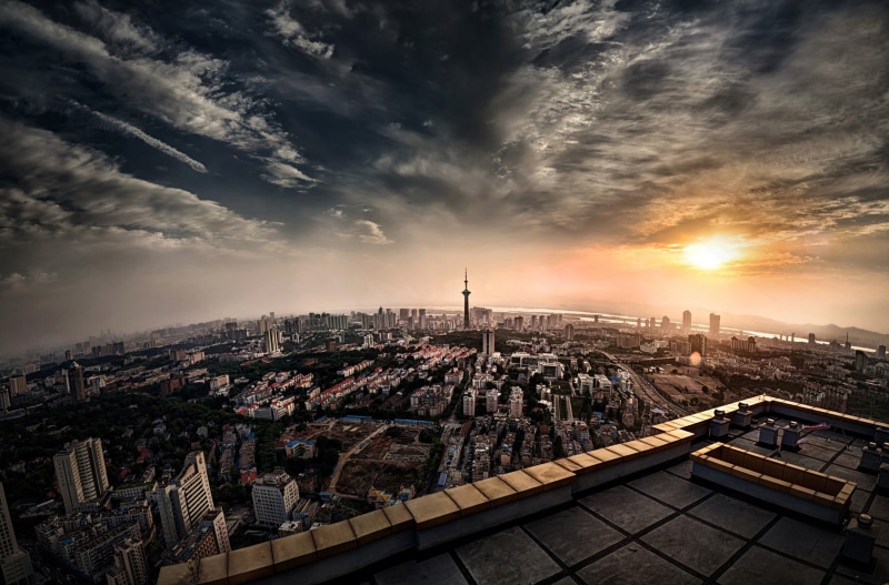 television Tower - Berlin, Nanjing, city, river, capital Cities, panoramic, office Building, sunrise - Dawn, office building exterior, financial District