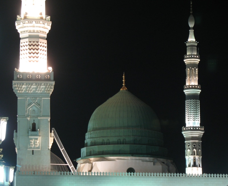 night, built structure, spire, tourism, muhammad, roof, islam, architecture, taken, building, travel destinations, green, building exterior, prophet, government