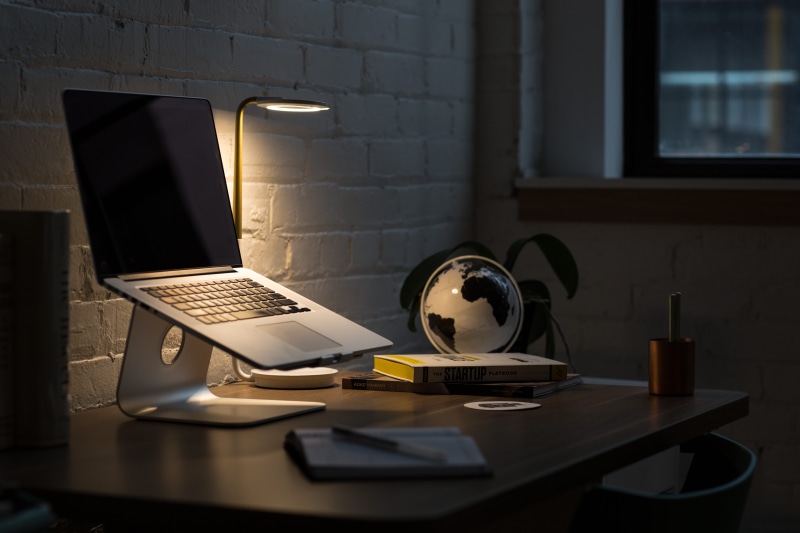 computer network, table, pro, electronics, computer, telephone, computer monitor, lamp, furniture, still life, beside, computer equipment, no people, macbook