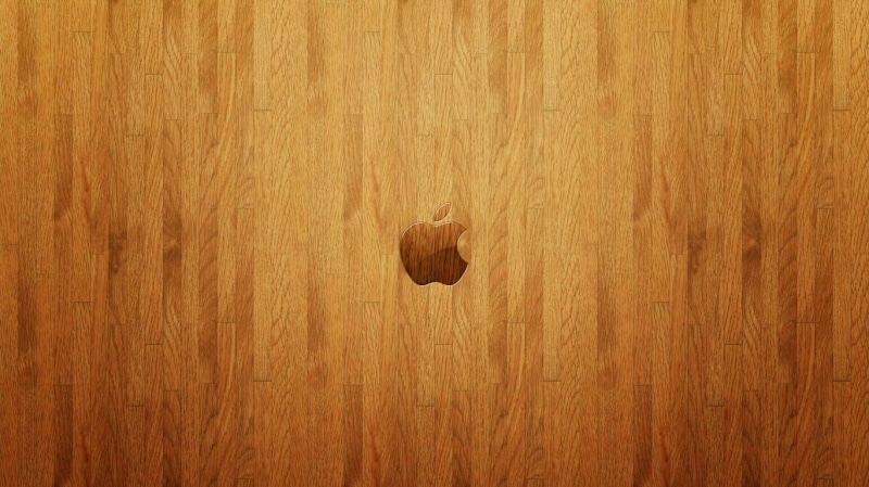 food and drink, logo, indoors, hardwood floor, brown, directly above, 720P, wood grain, wooden surface, wood - material, empty, close-up, Apple Inc., high angle view