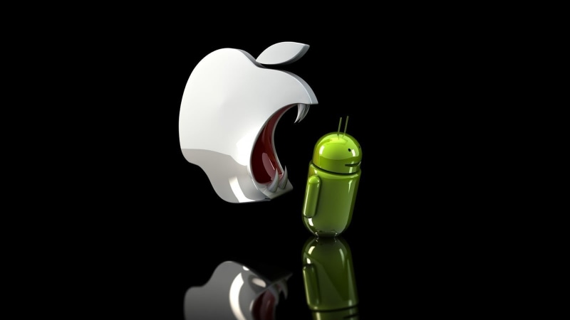 apple, android, food and drink, studio shot, Apple Inc., Android (operating system), finance, black background, render, happiness, reflection, fragility