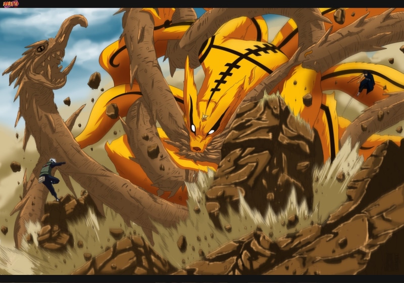 1080P, Uzumaki Naruto, Naruto Shippuuden, shippuden, animal, tailed, Hatake Kakashi, ornate, day, fox, art and craft, arts culture and entertainment, nature