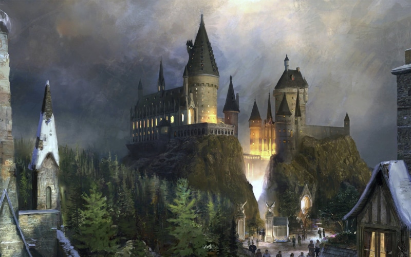 travel Destinations, building, plant, cultures, no people, history, sky, castle, tree, belief, 1080P, painting, europe, fiction, old, ancient, travel