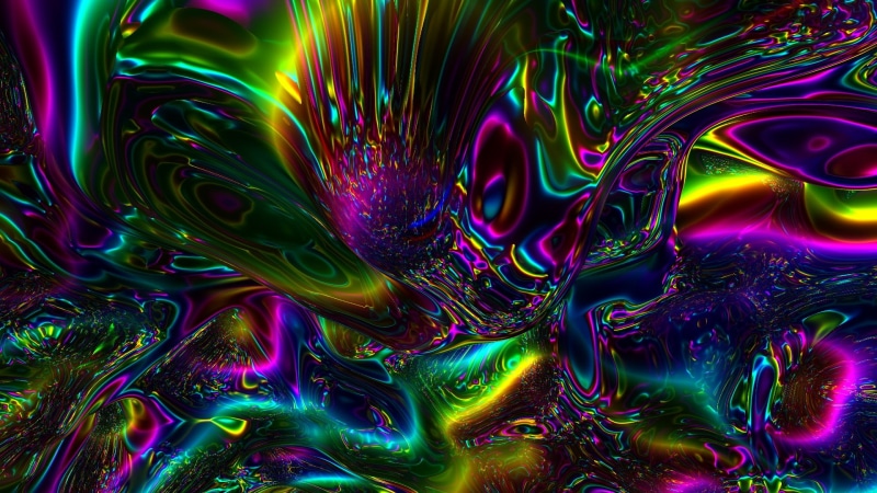 water, colorful, flowing, ink, multi colored, light - natural phenomenon, motion, psychedelic, full frame, close-up, complexity, illuminated, glowing, indoors