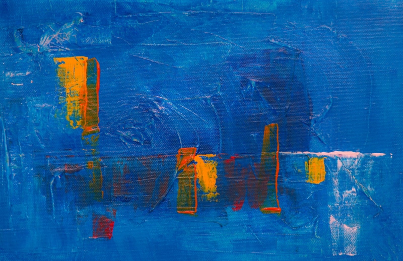 painting, blue, textured, no people, vibrant color, artistic, full frame, indoors, close-up, painted, wall - building feature, paint, backgrounds, modern art