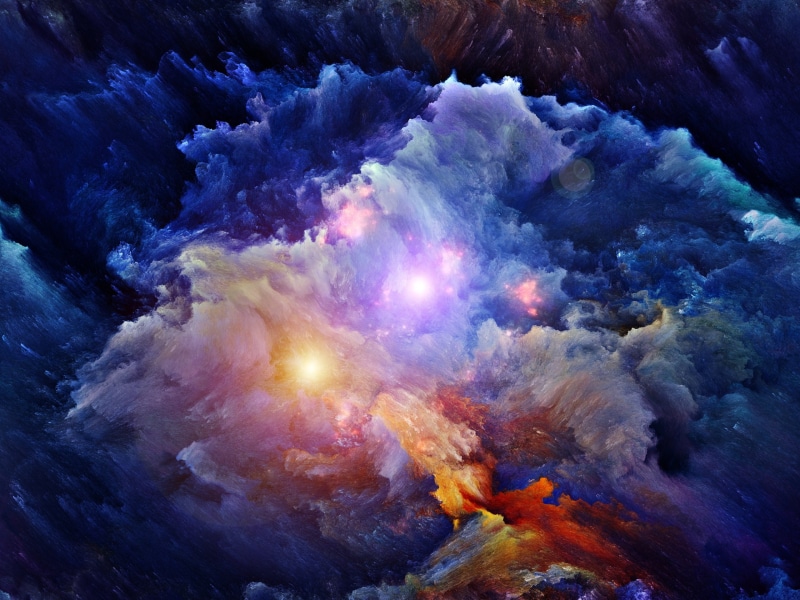 Abstractive, Lights, Colors, Smoke, Blue, 2K