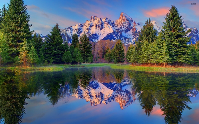 mountain, outdoors, autumn, photography, forest, lake, trees, Reflection, 2K, water, beauty In Nature, Nature, snow, reflective, NC, tree, snow mountain