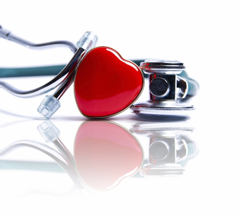 cardiac, hospital, treatment, metal, medication, care, color, love, still life, heart, white background, medical instrument, cut out, stethoscope, no people