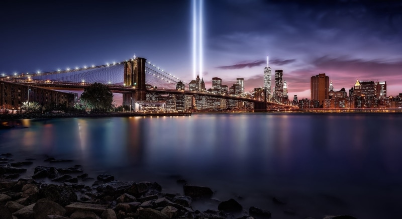 cityscape, skyscraper, modern, Brooklyn Bridge, reflection, nature, artificial lights, sky, landscape, new, bridge - man made structure, city, brooklyn
