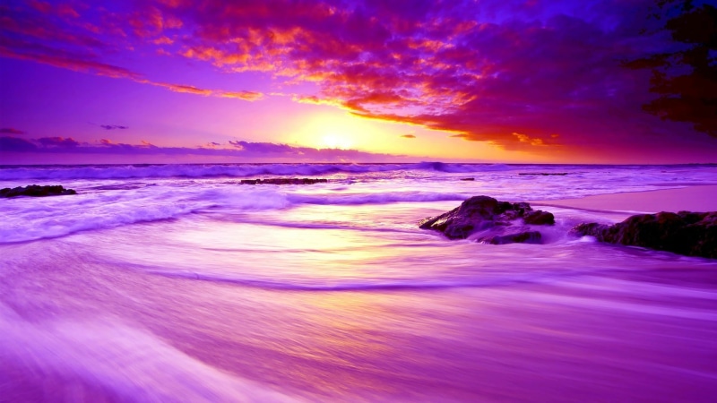 long exposure, nature, beauty in nature, sunset, 1080P, atmosphere, evening, cloud, romantic sky, outdoors, calm, purple sky, wave, sea wave, afterglow
