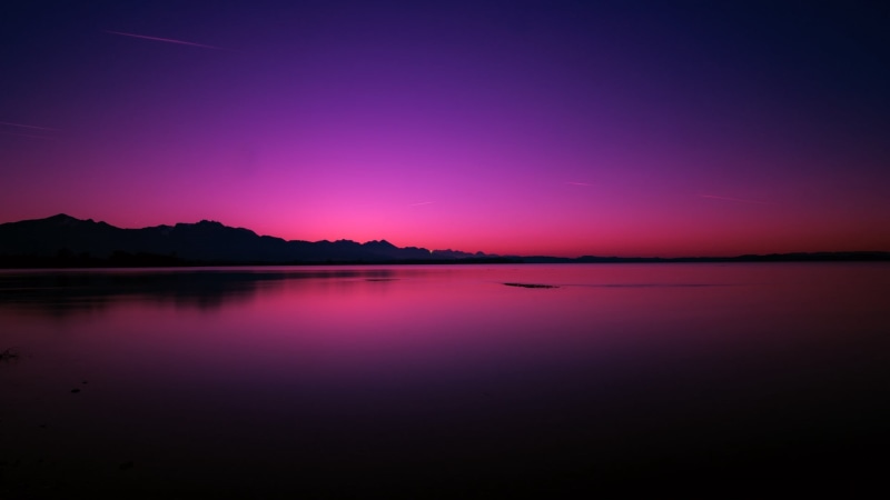 sky, horizon, landscape, tranquil scene, purple, water, beauty in nature, lake, night, tranquility, sunset, scenics - nature, photography, nature, silhouette