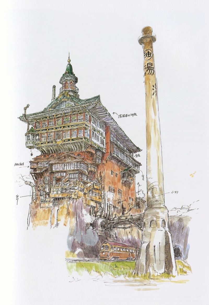 tower, pagoda, 720P, the past, religion, anime, history, ornate, Studio Ghibli, place of worship, art and craft, spire, Spirited Away, building exterior