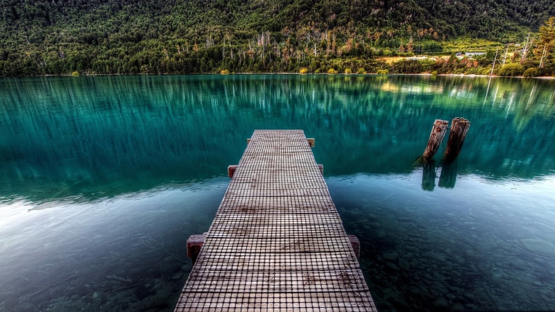 no people, water, scenics - nature, reflection, tranquil scene, wood - material, wood, lake, brown, bridge, nature, HDR, day, wooden, pier, wooden surface