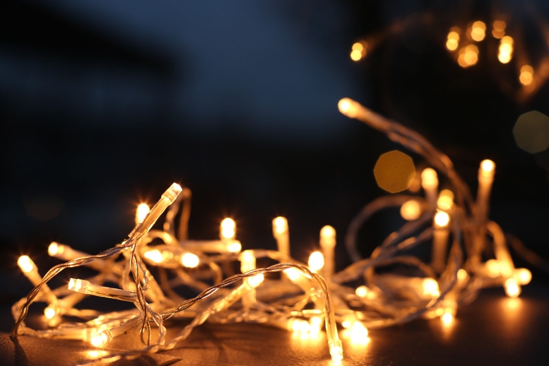 metal, selective focus, emotion, luminescence, blurred background, shiny, string lights, lights, electric light, colors, light, table, lighting equipment