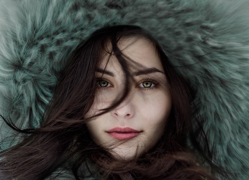 beautiful, wavy hair, coat, make-up, body part, blue, hair, young Adult, portrait, close-up, black hair, 4K, contemplation, cold - Temperature, outdoors