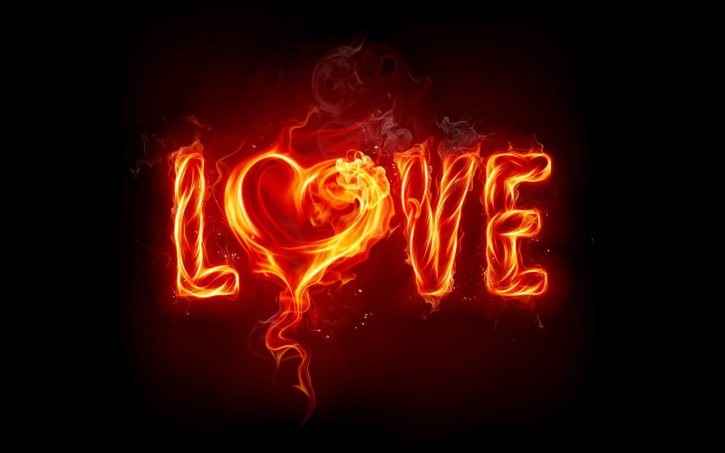 fire, flaming, red, heart, flame, illustration, 2K, love, hd, love/hate