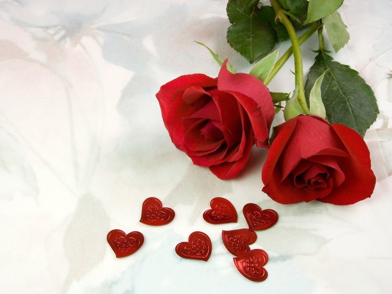 two, 720P, flowers, heart, red, roses, love