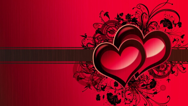 red, red background, black, illustration, heart, 720P, background, romance, hearts, love